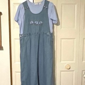 Outfit Bundle! Christopher & Banks denim jumper dress and Covington t-sh…